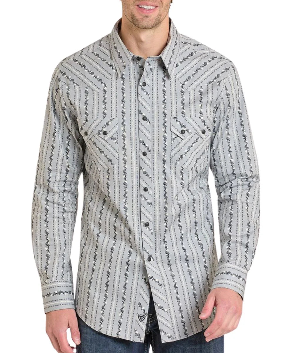 8299 Rock & Roll Men's Wallpaper Print Snap Shirt