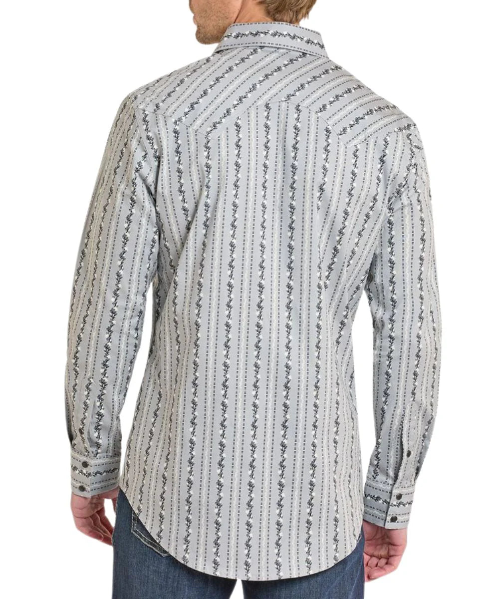 8299 Rock & Roll Men's Wallpaper Print Snap Shirt