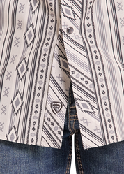 0098 Rock & Roll Men's Stripe Aztec Print Snap Shirt