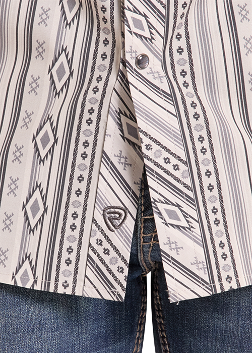 0098 Rock & Roll Men's Stripe Aztec Print Snap Shirt
