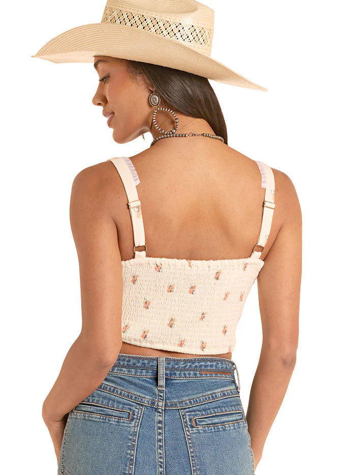 8772 Rock & Roll Ladies Flower Print Laced Corset