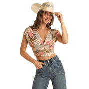 3269 Rock & Roll Ladies Gathered Top w/ Print