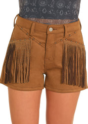 4928 Rock & Roll Ladies Sued Fringe Shorts