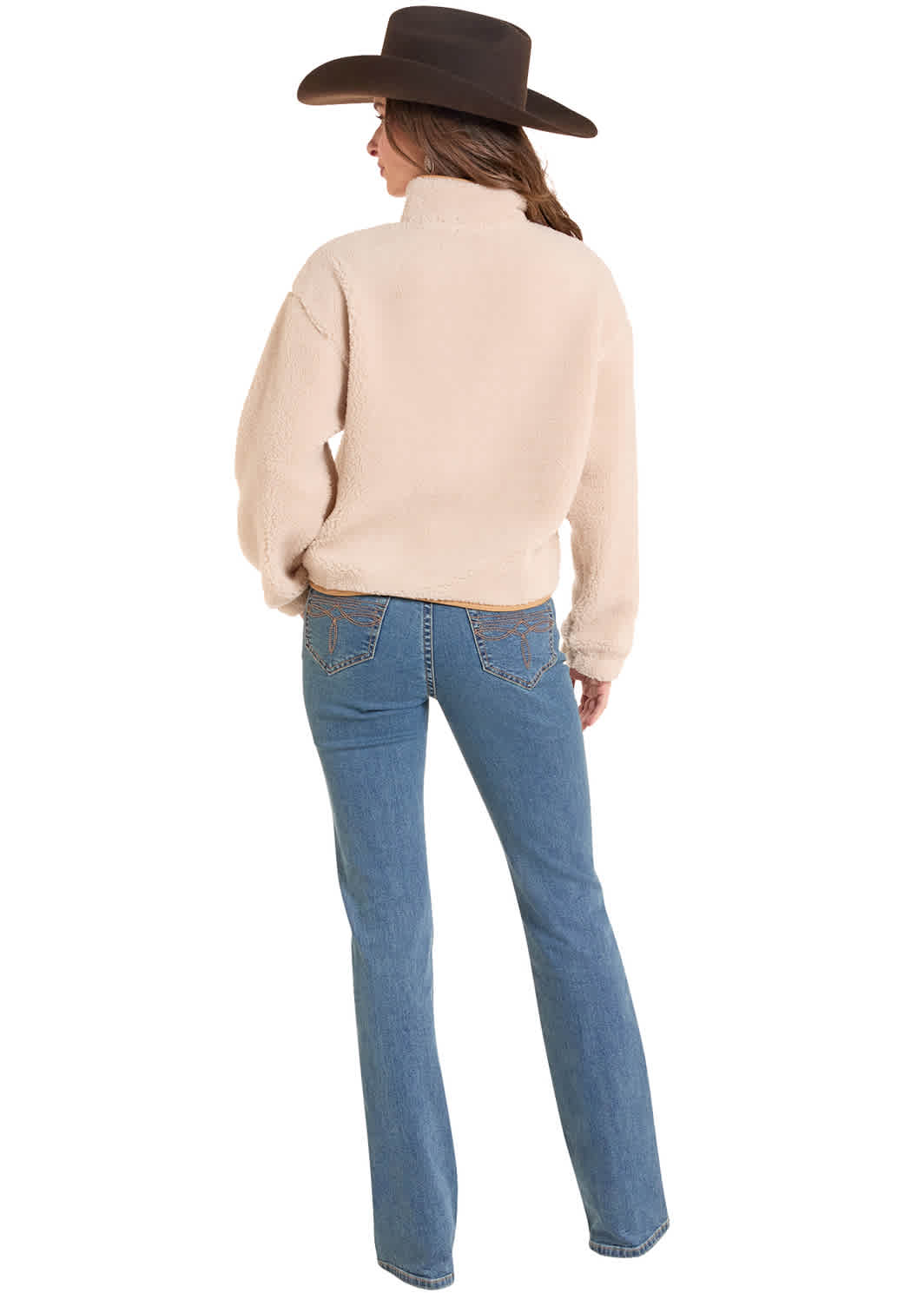 9999 Rock & Roll Denim Ladies Horse Sherpa 1/4 Zip Pullover