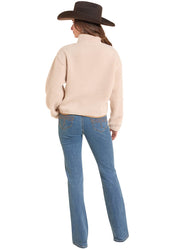 9999 Rock & Roll Denim Ladies Horse Sherpa 1/4 Zip Pullover