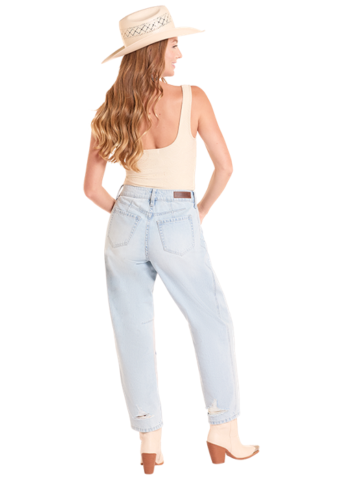 9916 Rock & Roll Ladies Distressed Barrel Jeans