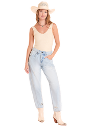 9916 Rock & Roll Ladies Distressed Barrel Jeans