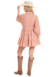 8776 Rock & Roll Ladies Long Sleeve Belted Mini Dress