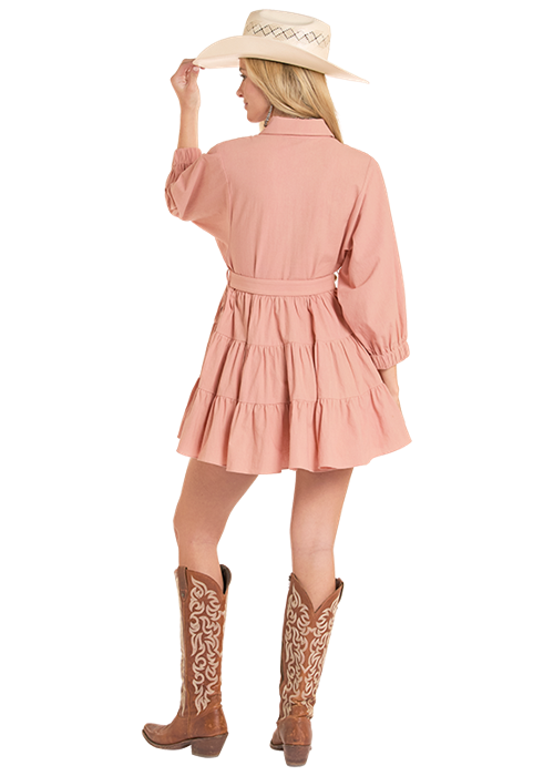 8776 Rock & Roll Ladies Long Sleeve Belted Mini Dress