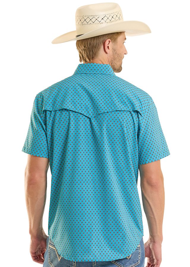 8795 Rock & Roll Men's TEK Western Geo Print Shirt