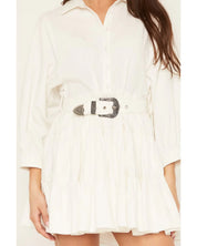 8776 Rock & Roll Ladies Long Sleeve Belted Mini Dress