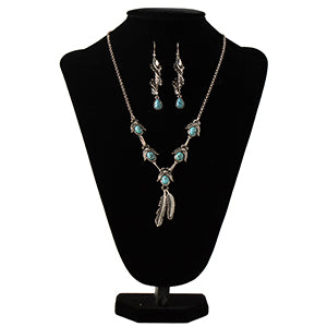 3633 Turq Stone Feather Jewelry Set