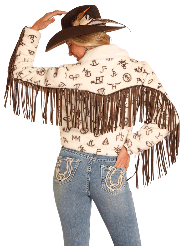 4146 Panhandle Women's Cattle Brand Fur Fringe Jacket