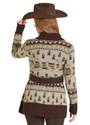 6877 Panhandle Ladies Horse Shoe Belted Cardigan