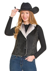 6868 Panhandle Lades Embroidered Microsuede Vest