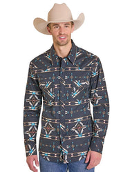 7629 Rock & Roll Men's Aztec Print Snap Shirt