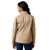 9821 Ariat Girl's Leopard Print Logo Softshell Jacket