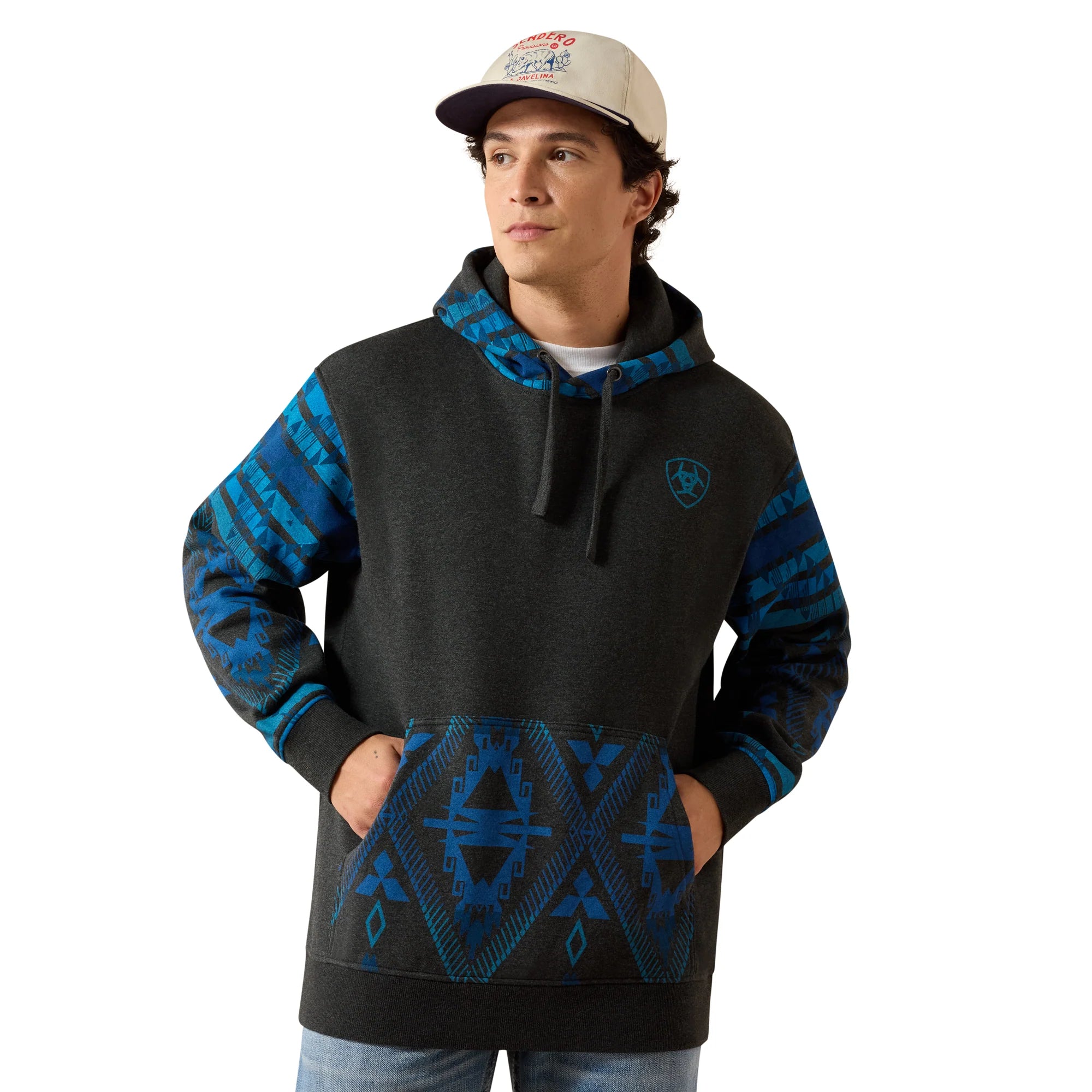 9636 Ariat Men's Southwestern Color Block Hoodie