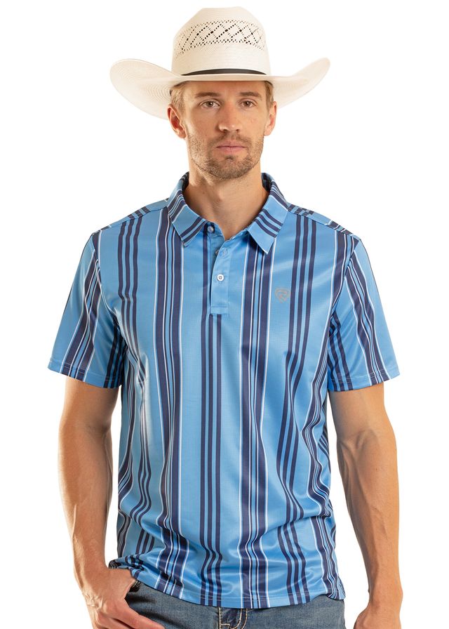 8728 Rock & Roll Men's Stripe Printed Polo