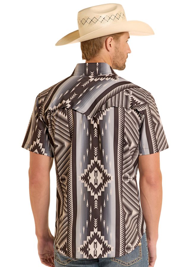 8681 Rock & Roll Men's TEK Ripstop Aztec Print Shirt