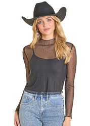 7809 Rock & Roll Ladies Mesh Rhinestone Top