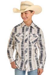 8301 Rock & Roll Boy's Aztec Print Snap Shirt