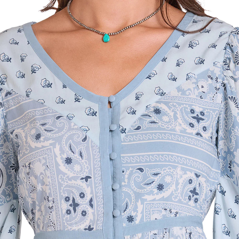 8838 Panhandle Ladies Mixed Print Challis Dress