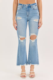 9624 Cello Ladies High Rise Crop Bootcut Jeans