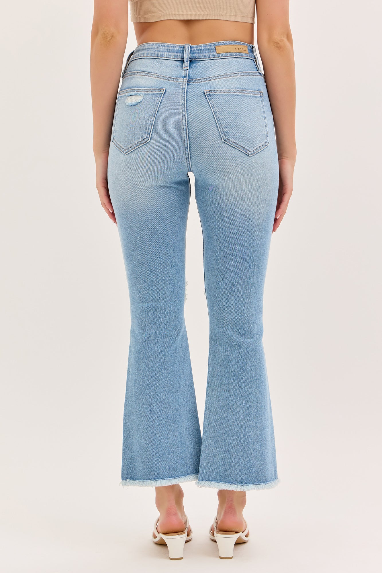 9624 Cello Ladies High Rise Crop Bootcut Jeans
