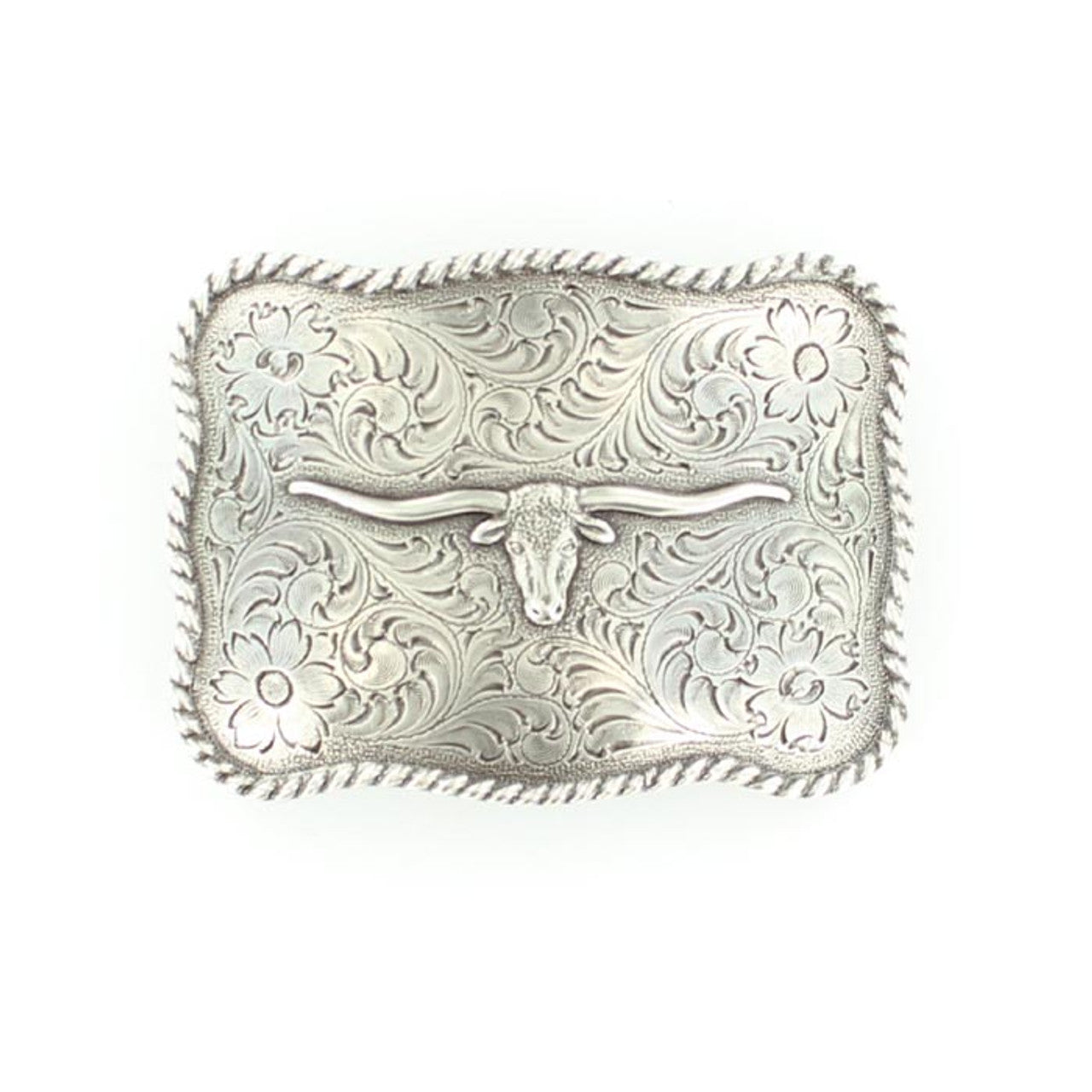 37228 Nocona Longhorn Floral Rope Edge Belt Buckle