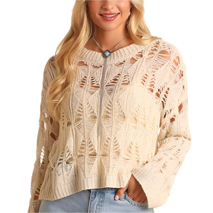 6224 Rock & Roll Ladies Open Knit Sweater