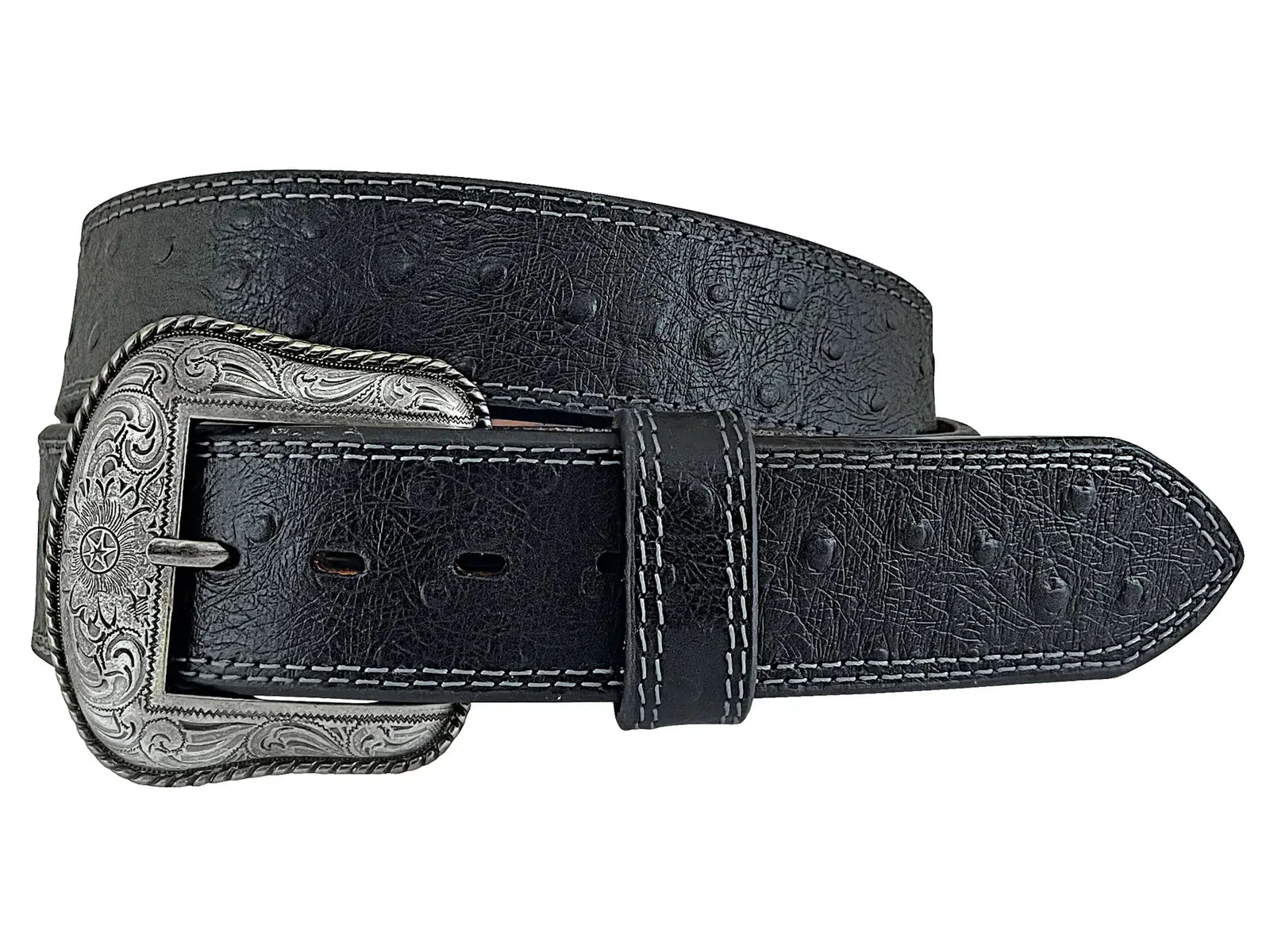 2500 Roper Men's Ostrich Print Leather Belt
