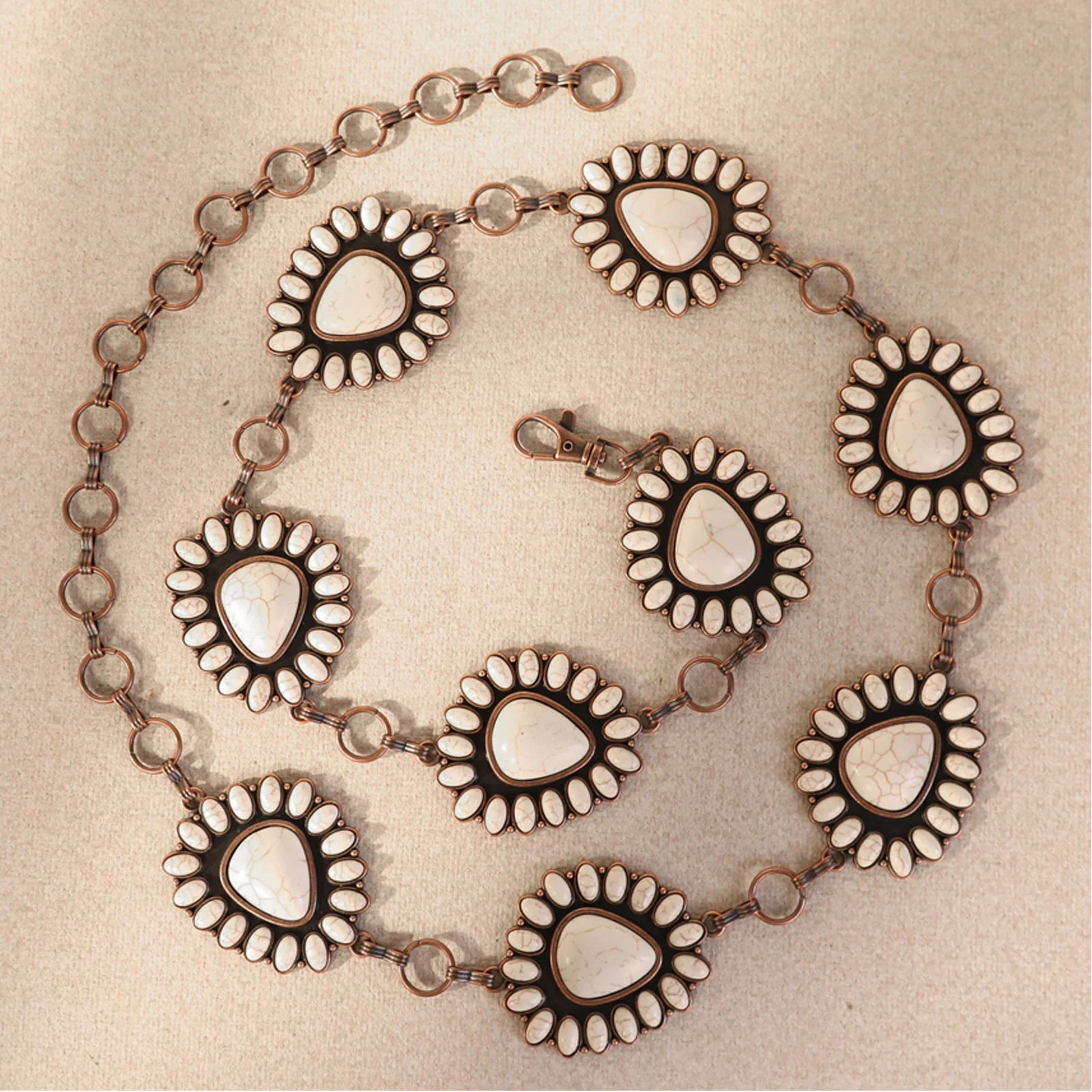 RCB-1042 Rustic Couture Oval Blossom Concho Link Chain Belt