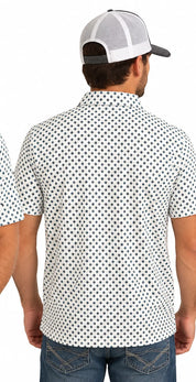 0048 Rock & Roll Men's Micro Geo Print Polo