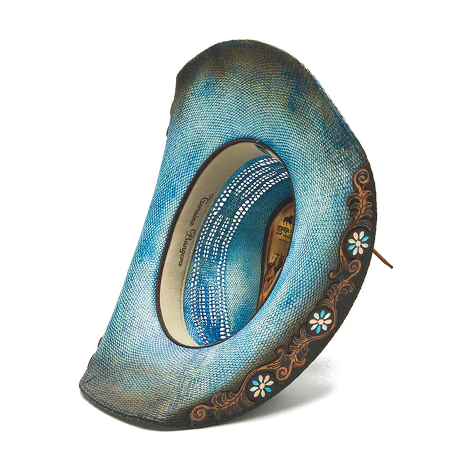 CA-1928 Stampede Turquoise Fox Panama Straw Hat