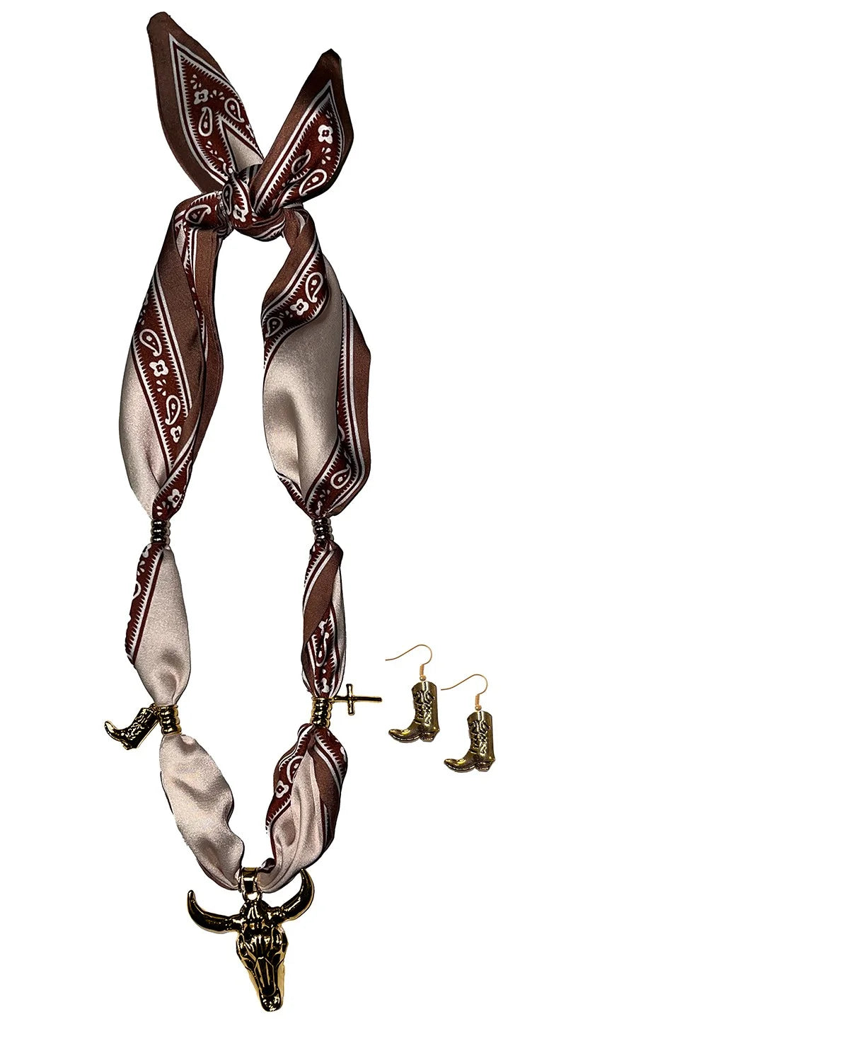 7102 Silver Strike Skull Charm Set Scarf