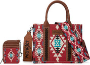 WG2203 Wrangler Ladies Aztec Small Tote/Crossbody 2 Set