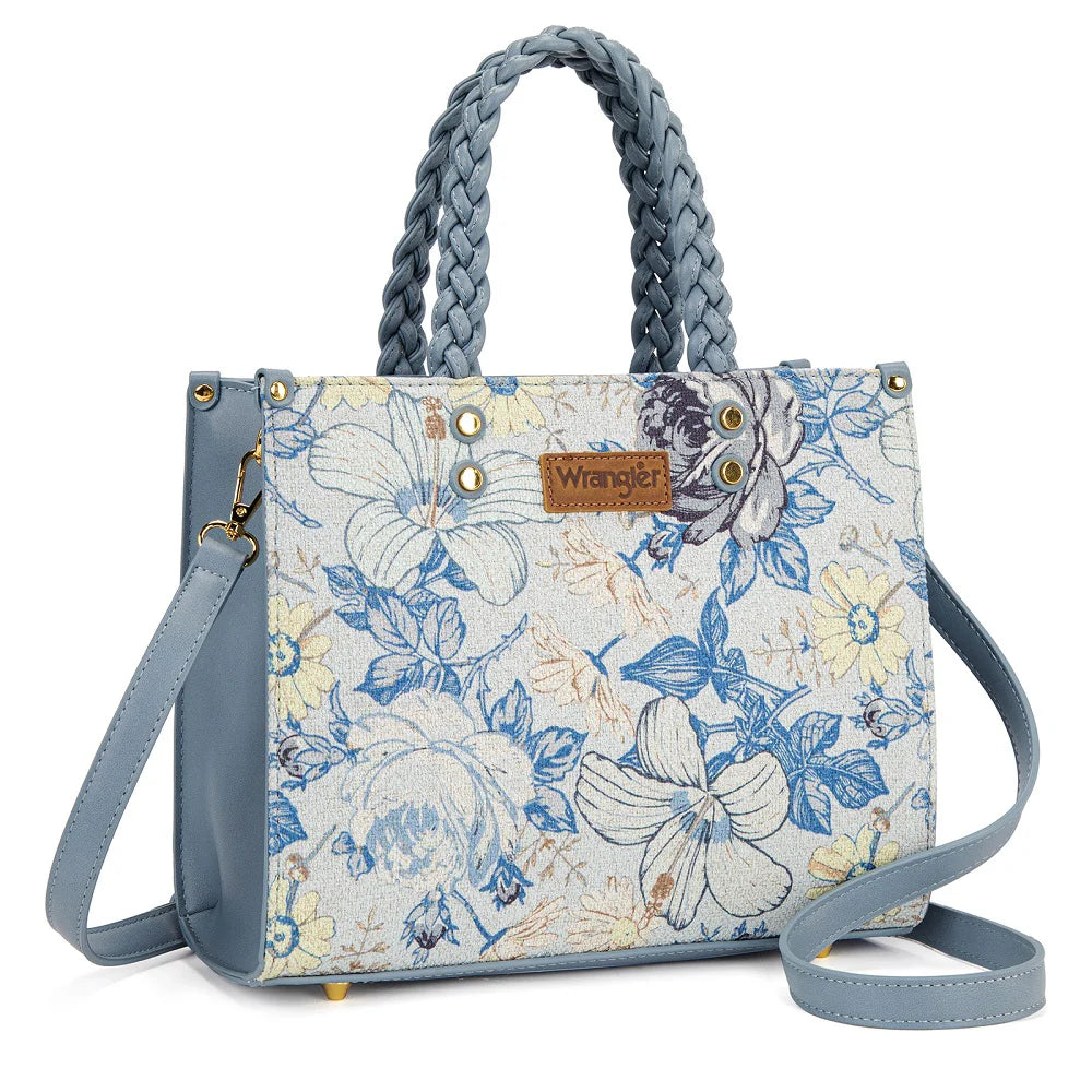 WG438 Wrangler Floral Print Braided Tote Bag