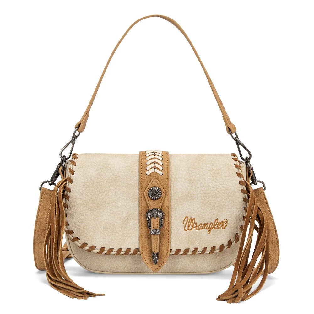 WG454 Wrangler Ladies Braided Tassel Saddle Crossbody Bag