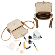 WG454 Wrangler Ladies Braided Tassel Saddle Crossbody Bag