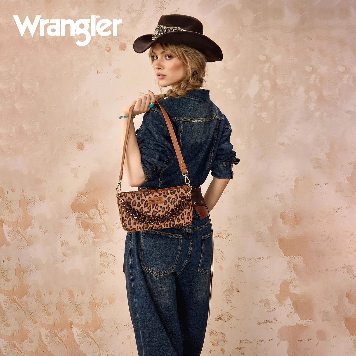 WG474 Wrangler Western Leopard Print Shoulder Bag