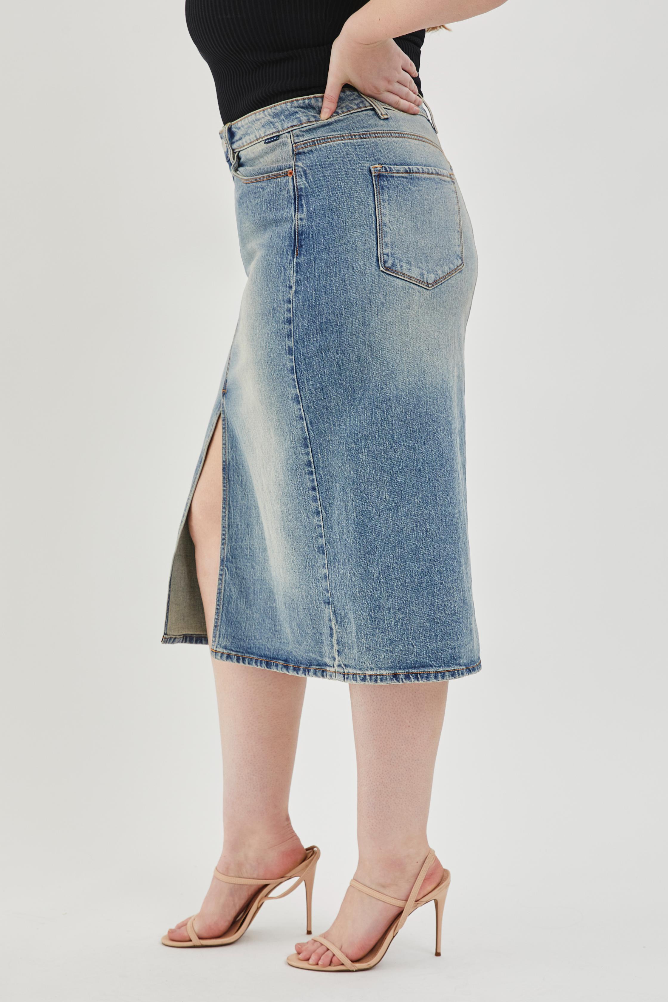 58792 Cello Jeans Ladies High Rise Midi Skirt