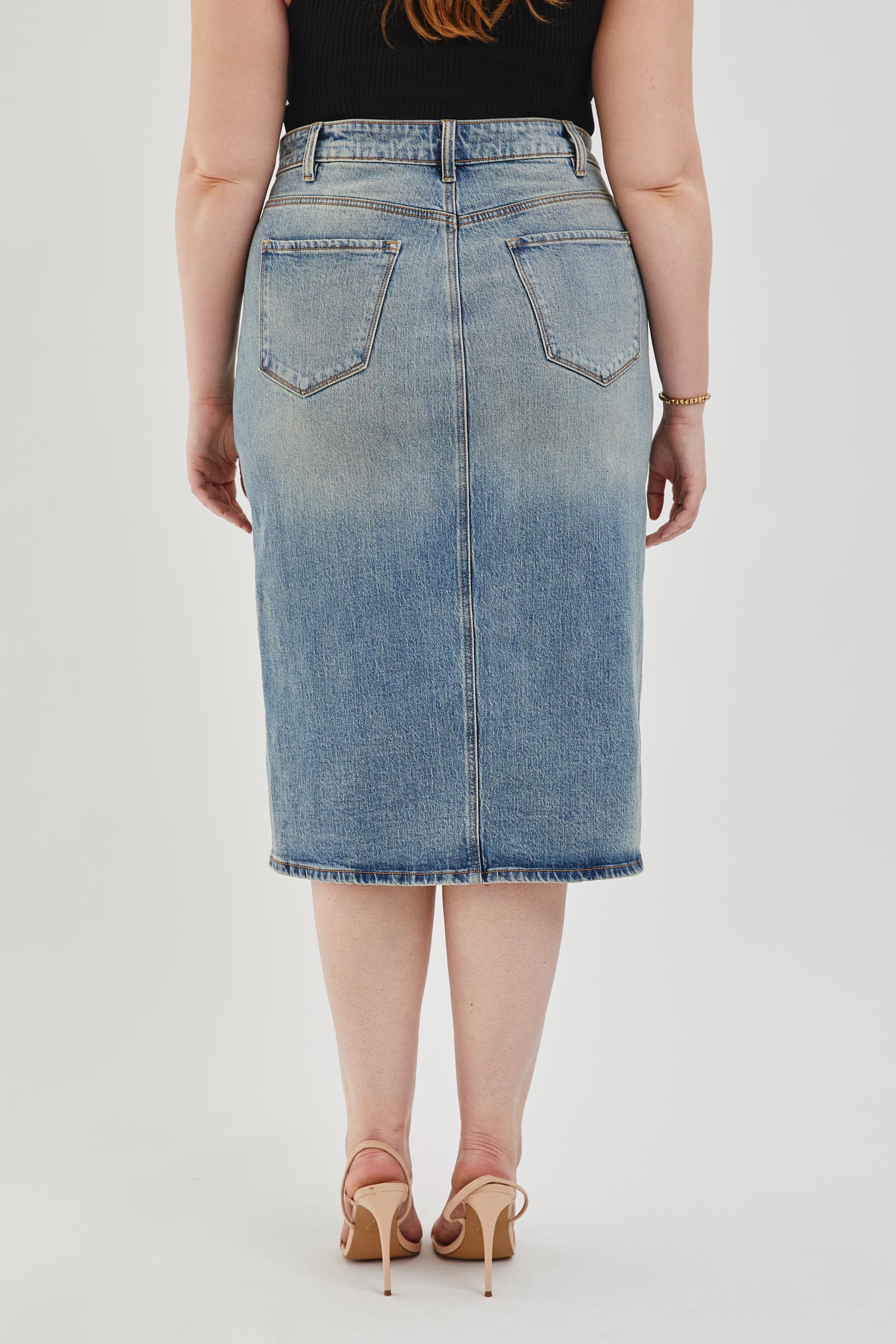 58792 Cello Jeans Ladies High Rise Midi Skirt