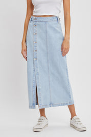 59181 Cello Ladies High Rise Button Up Slit Skirt