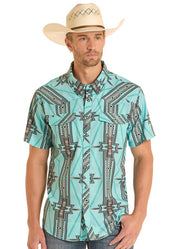 8682 Rock & Roll Men's TEK Ripstop Aztec Print Shirt