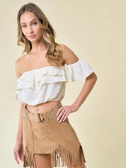 3778 Saints & Hearts Ladies Off Shoulder Ruffles Western Top