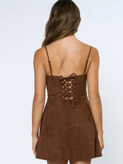 4557 Blue Blush Ladies Suede Mini Dress