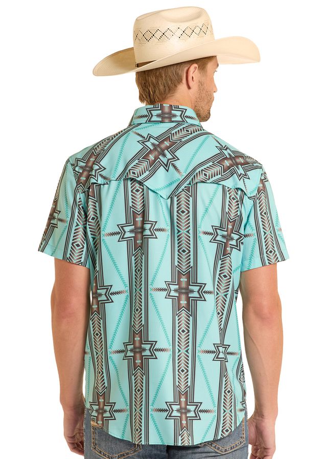 8682 Rock & Roll Men's TEK Ripstop Aztec Print Shirt