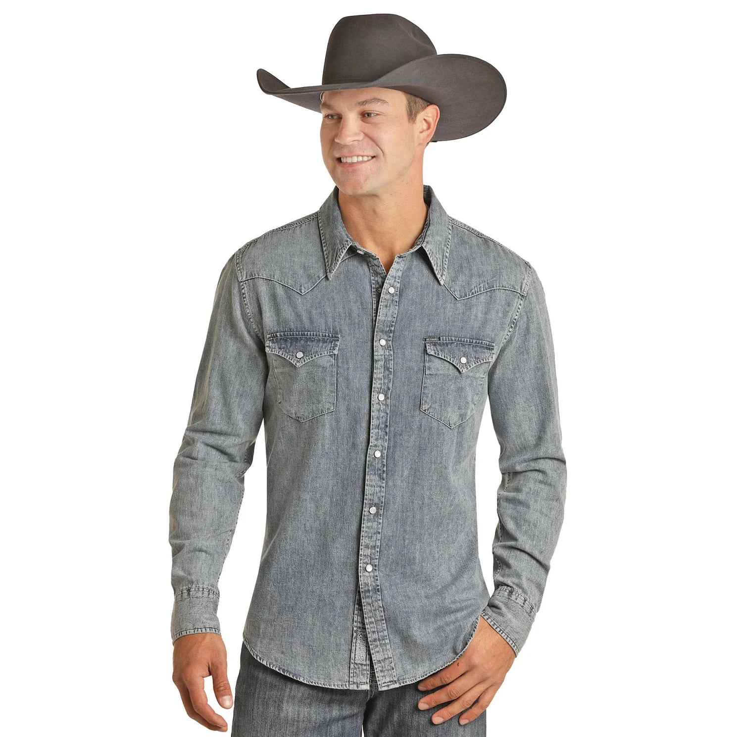 2311 Rock & Roll Men's Denim Snap Long Sleeve Shirt
