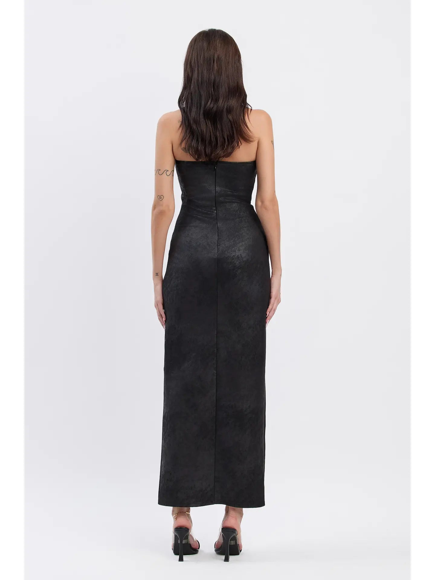 D5559 No Vacancy Ladies Printed Suede Maxi Dress W/ Slit